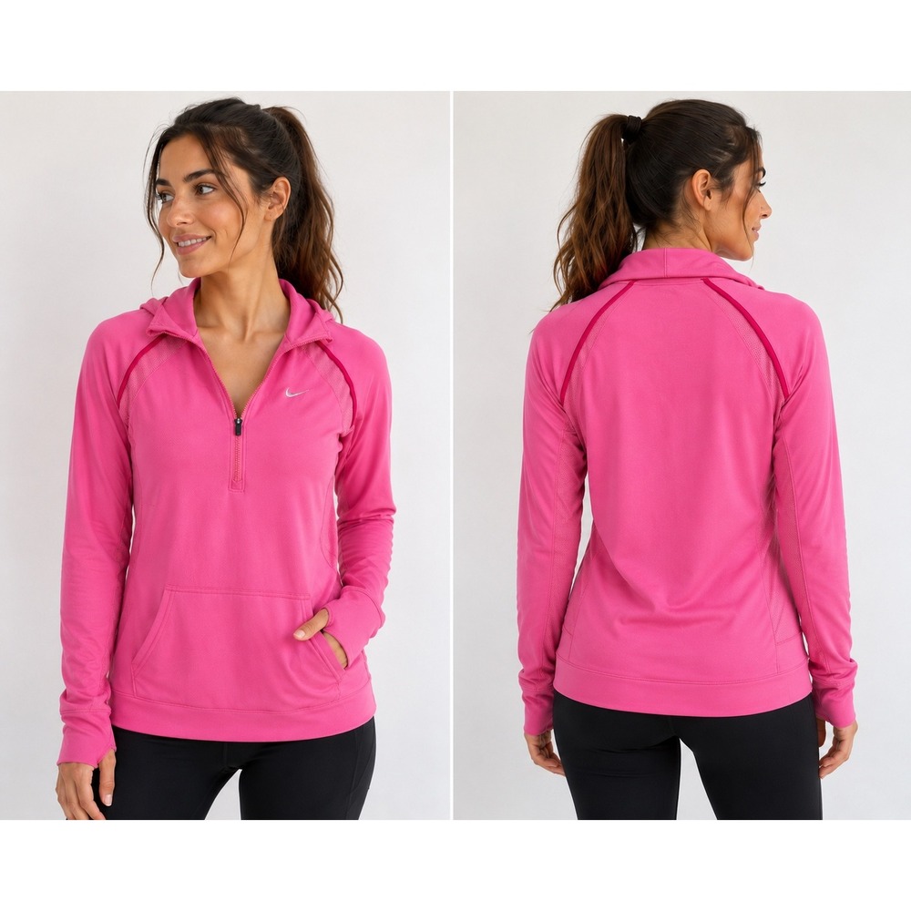 Nike Dri-FIT 1/4 Zip Pullover Womens Small Pink Long Sleeve Running Athletic Top